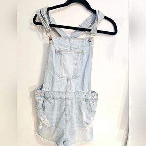 Light Wash Denim Overalls Short Size L